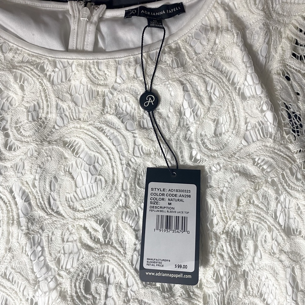 Adrianna Papell White Lace Top
